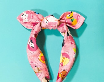 Disney Dogs Knot Bow Headband | Disney Dooney Pink Dogs Bowband | Disney Dress Shop Headband | Disney Dogs Top Knot Headband
