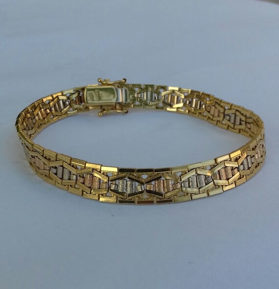 18k Yellow and White Gold Greek Bracelet Luxury Greek Jewelry