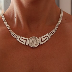 meander necklace/sterling silver ancient greek jewelry/silver 925 meander necklace/griechischen halsketten, collane greco antico