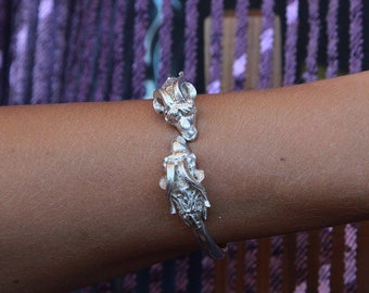 Capricorn Head Silver Bracelet Ancient Greek Jewelry, Ram bracelet, Cuff Bracelet, Antique Jewelry, Greek mythology, Chunky vintage bracelet