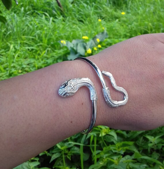 Sterling Silver Cuff Bracelet, Snake Cuff Bracelet, Jewelry Snake