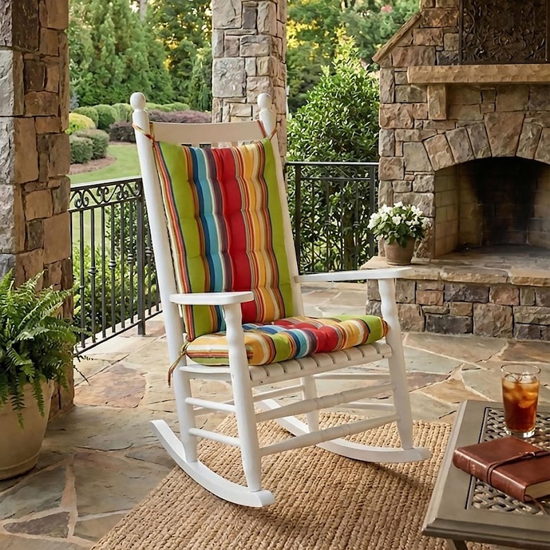 Outdoor Rocking Chair Cushions - Weatherproof Porch Rocker Pads, Fade Resistant & Washable afbeelding 5