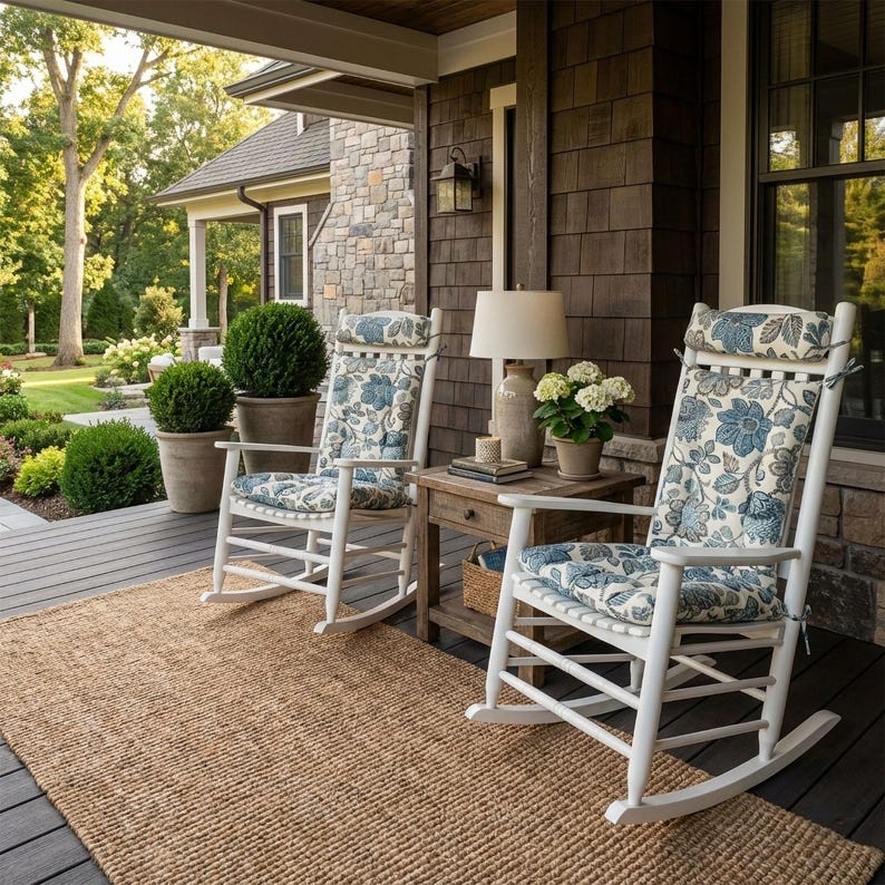 Outdoor Rocking Chair Cushions - Weatherproof Porch Rocker Pads, Fade Resistant & Washable afbeelding 6