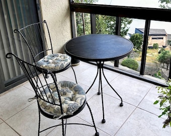 16 Inch Round Bistro Chair Pads - Weather Resistant Indoor Outdoor Cushions with Ties