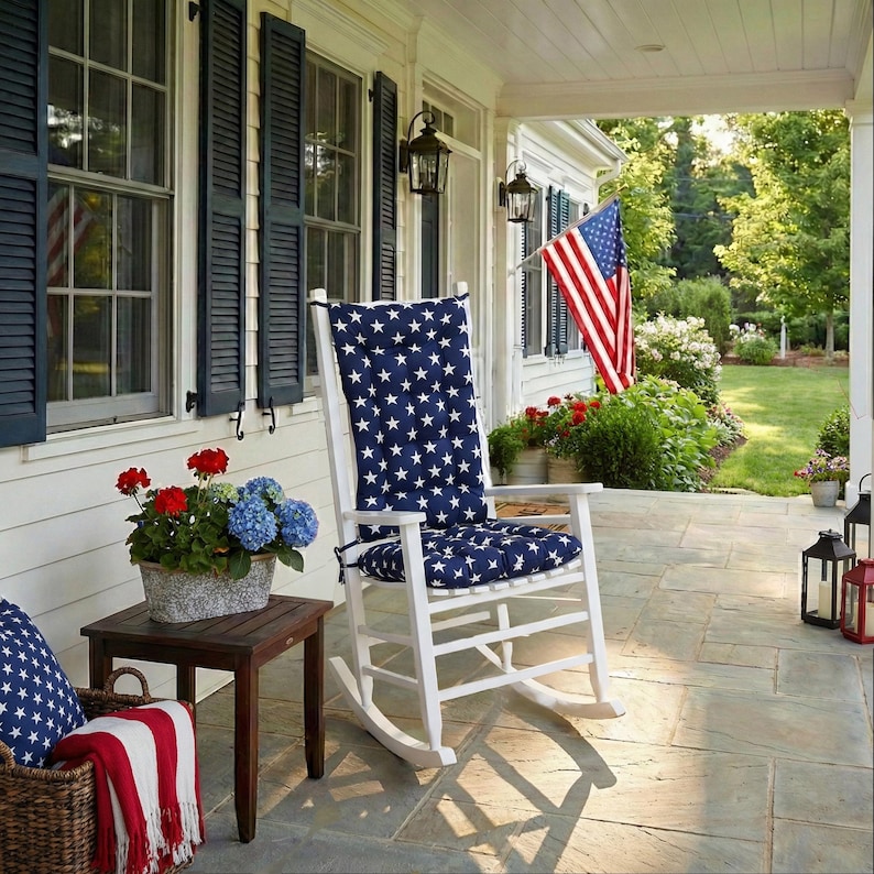 Outdoor Rocking Chair Cushions - Weatherproof Porch Rocker Pads, Fade Resistant & Washable afbeelding 4