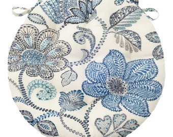 16 Inch Round Bistro Chair Pads - Weather Resistant Indoor Outdoor Cushions with Ties
