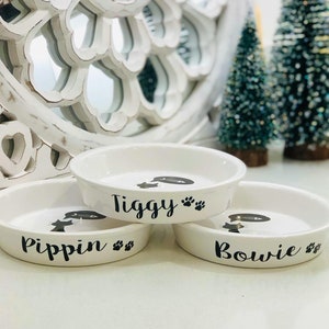 Personalised Cat bowl  Meowday Celebration Gift kitten Ceramic Pet Bowls Food Water