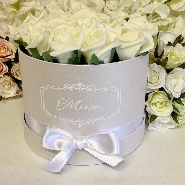 Spring Easter Artificial Personalised Wedding Border Flower Hat Box Gift Mr & Mrs Wedding Gift Couples Engagement Anniversary Birthday