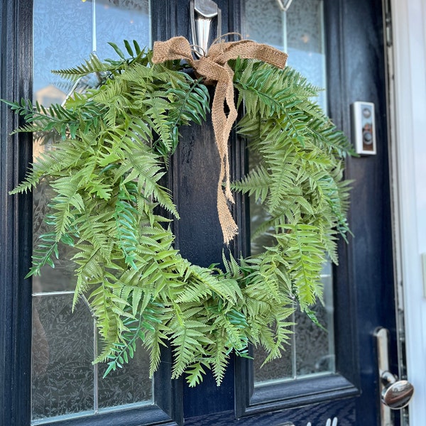 Easter gift  Large Spring Summer Faux Fern Wreath,  Floral Door Display