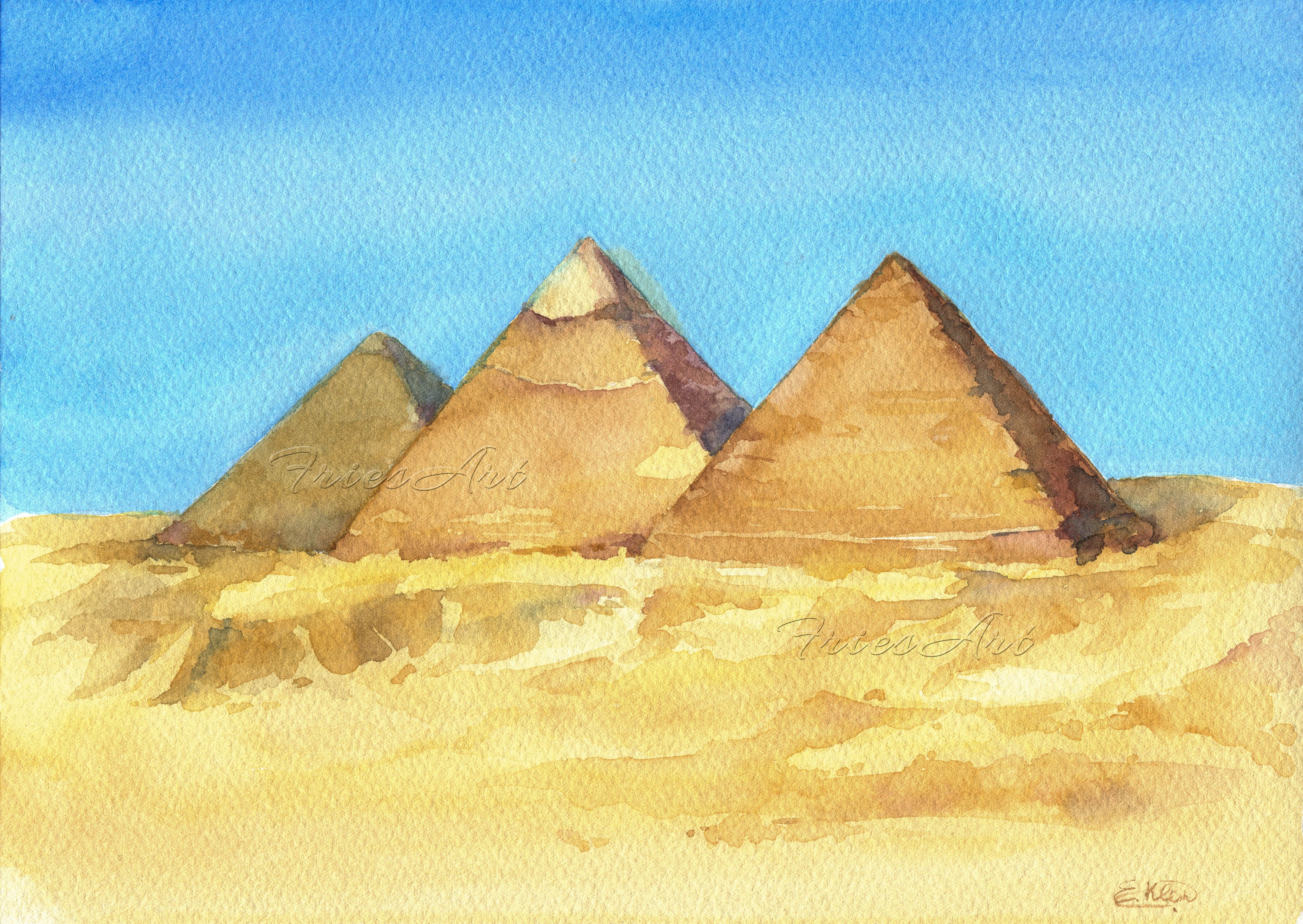 Die Pyramiden von Gizeh in Ägypten Aquarell Architektur die | Etsy