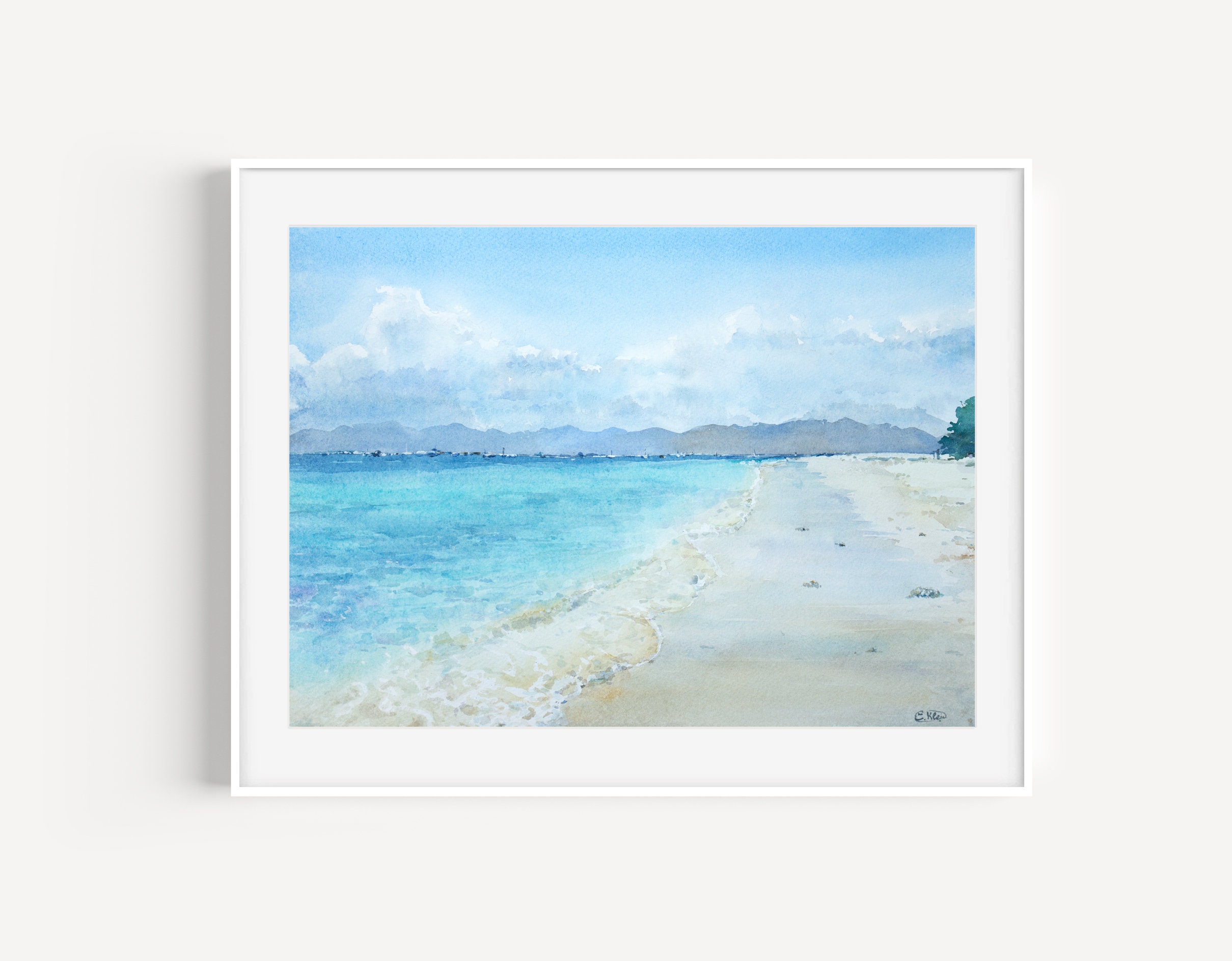 Gili Island, Indonesia, Original Watercolor 9.8 X 13.8''(25 X 35