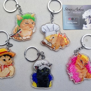 PORTE-CLÉS UNE PIÈCE en paille époxy Cat-Meme
