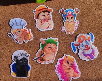 ONE PIECE Cats Meme Vinyl Stickers