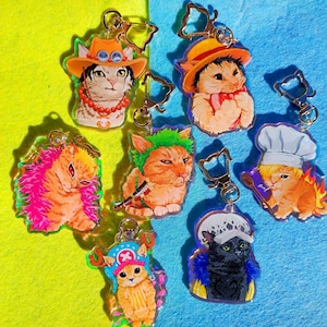 One Piece Cat-Meme Epoxy HOLO SCHLÜSSELANHÄNGER