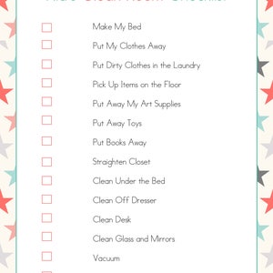 Kids Clean Room Checklist