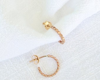 Dot Hoops, 14k Gold Filled, Huggie Earrings