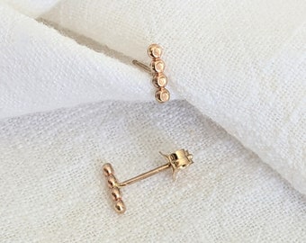 Dot Bar Studs, 14k Gold Filled, Simple Bar Earrings