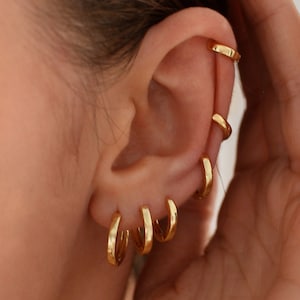 Waterproof Vermeil Hoops in 18k Gold ∙ Layering Gold Huggies ∙ Simple Tiny Earrings ∙ Dainty Hoops 6mm 7mm 8mm 9mm 10mm 11mm 12mm 13mm