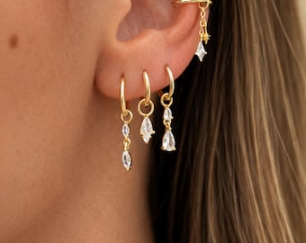 Sterling Silver 925 Add on Earring Charm · Build Your Own Earrings · Water Drop Diamond Charm for Hoops · One charm per quantity · Tassel