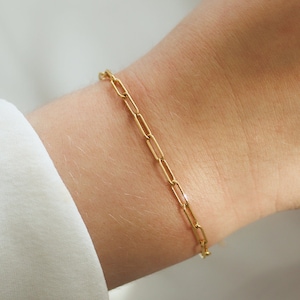 14k gold fill Paperclip Bracelet 3x8.8mm Rectangle Link Chain Sturdy Minimalist Bracelet For Her Chunky Bracelet Trendy Jewelry image 4