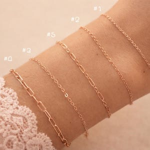 Pulseras rellenas de oro rosa de 14 k ∙ Pulseras minimalistas de cadena con clip de cable de oro rosa de 14 k ∙ Joyas sin deslustre ∙ Los mejores regalos para ella