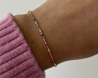 Colorful Silvery Dainty Bracelet In 925 Sterling Silver · 6 inches adjustable to 7.25 · Stacking bracelet