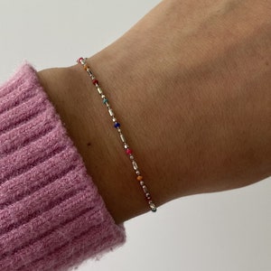 Colorful Silvery Dainty Bracelet In 925 Sterling Silver · 6 inches adjustable to 7.25 · Stacking bracelet