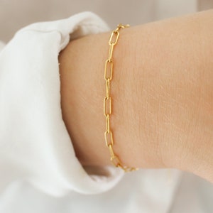 14k gold fill Paperclip Bracelet ∙ 3x8.8mm ∙ Rectangle Link Chain ∙ Sturdy Minimalist Bracelet For Her ∙ Chunky Bracelet ∙ Trendy Jewelry