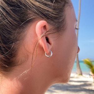 925 sterling silver Hoops Earrings ∙ 12mm Minimalist SS Creole Earrings ∙ 1 pair ∙ Long Lasting Earrings ∙ Huggies Lightweight