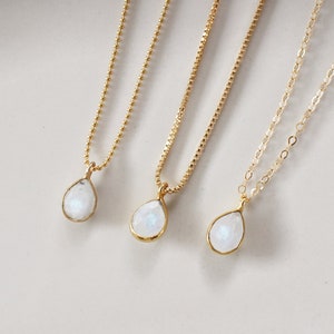 Moonstone Necklace in 14K gold filled | June Birthstone | Teardrop Pendant and Gold Fill Chain | Mother Girl Gift
