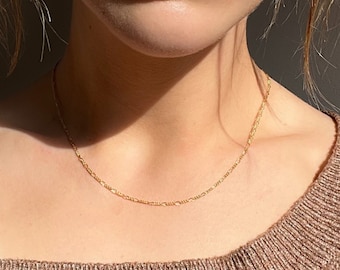 Figaro chain in 14k gold filled necklace and bracelet | Gold fill necklace | Choker | Minimalist chain for women | Dainty bracelet
