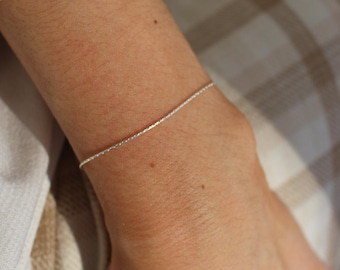 Waterproof ∙ Solid 925 Sterling Silver Snake Bracelet ∙ Dainty Chain For Women ∙ Custom Length ∙ Handmade Jewelry Bridesmaid Gift