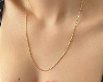 14k gold filled Box chain | 1 mm | 14k gold necklace | Gold filled necklace | Choker necklace | Bridesmaid delicate dainty jewel gift
