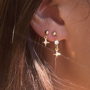 BELLATRIX - Genuine 14k Gold Filled Stud Earrings · Celestial Drop Earrings · Star Earrings Dainty Earrings · Dangling Star Studs