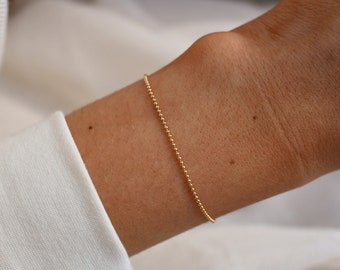 14k Gold Filled Ball Chain Bracelet ∙ Minimalist Custom Bracelet Length ∙ Gift for her ∙ Bridesmaid Gift ∙ 1mm ∙ Gold Beaded Bracelet