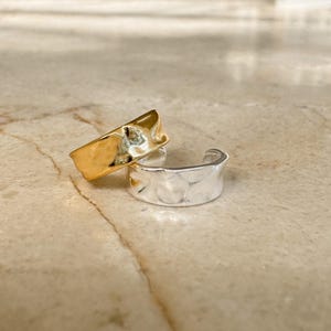 OLA - Thick Irregular 925 Sterling Silver Ear Cuff ∙ No Piercing Required ∙ Simple Plain Design ∙ Adjustable Gold Cuff