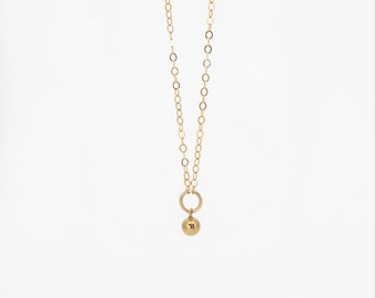 14K Gold Filled Ball Drop Necklace · Sterling Silver Sphere Necklace · Ball Charm Delicate Dainty · Small Minimalist chain · Teardrop charm