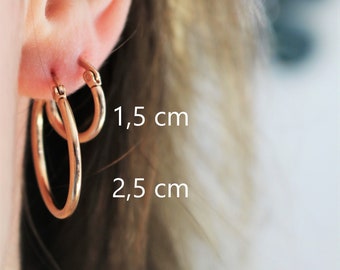 Many size | Rose gold earrings | Stainless steel creole rings | women's jewelry | round rose gold max creoles circle hoop | simple to wear