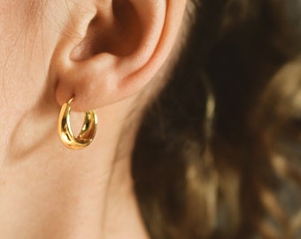 TIMELESS 15mm · 24k Thick gold hoops earrings · Minimalist Creole earrings · 1 pair · Long lasting earrings · Huggies