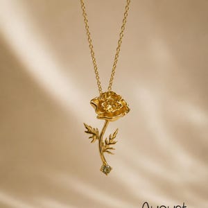 Birthflower Necklace 925 • Personalized Floral Necklace • Gold Birth Month Flower Necklace • Dainty 18K Gold Necklace • Custom Gift for Mom