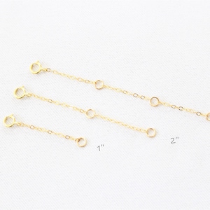 14K Gold Filled Chain Extender 1 2 3 4 inches Extension Chain Add To Your Necklace Or Bracelet Spring Clasp image 1