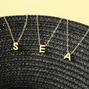 14K Gold Filled Chain Necklace | Initial Plated Letter Pendant | Minimalist Jewel | Gold Layering Necklace | Personalized Name Necklace