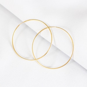 Puede incluir: Un par de pendientes de aro de oro. Los pendientes son simples y elegantes, y serían una gran adición a cualquier colección de joyas.