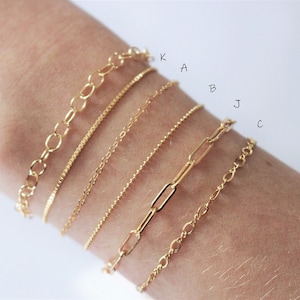 14k Gold Fill Bracelet Gold Stacking Chains Bracelets Quality Jewelry Waterproof Minimalist Bridesmaid Wedding Gift Personalized image 1