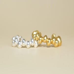 Mini Rice Beads Earcuff in 925 Sterling Silver ∙ 18k Gold Cuff ∙ Shiny Peas Cuffs ∙ Cartilage Ring U-shaped Trendy ∙ Fake Piercing