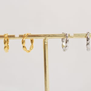 BEADIRI - S925 Sterling Silver Rice Beads Hoop Earrings | Beaded Creole Earrings | Watersafe Lightweight Huggies | Bridesmaid gift for her