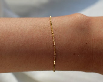 Waterproof ∙ 14k Gold Filled Box Bracelet ∙ Handmade Bracelet ∙ Adjustable Bracelet ∙ Allergy Free Jewelry ∙ Friendship Bracelet ∙ 1mm