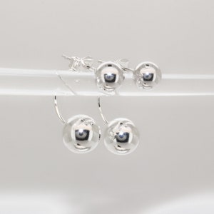 CORINE - Back Earrings all in 925 sterling silver · Ear Jacket Double Sphere · Tarnish Resistant · 2 in 1 · Sensitive Ear Lobes