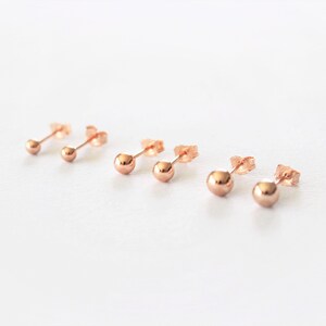 14K ROSE Gold Filled Earrings Tarnish Resistant Rose Gold Ball Posts Stud Hypoallergenic Cartilage ball Stud image 4