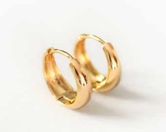 18 karat Gold Vermeil Hoops Earrings  ∙ New version ∙  Huggies Gold Hoop ∙ 18mm Outside ∙ Mother's Day Jewelry ∙ Hypoallergenic ∙ WATERPROOF